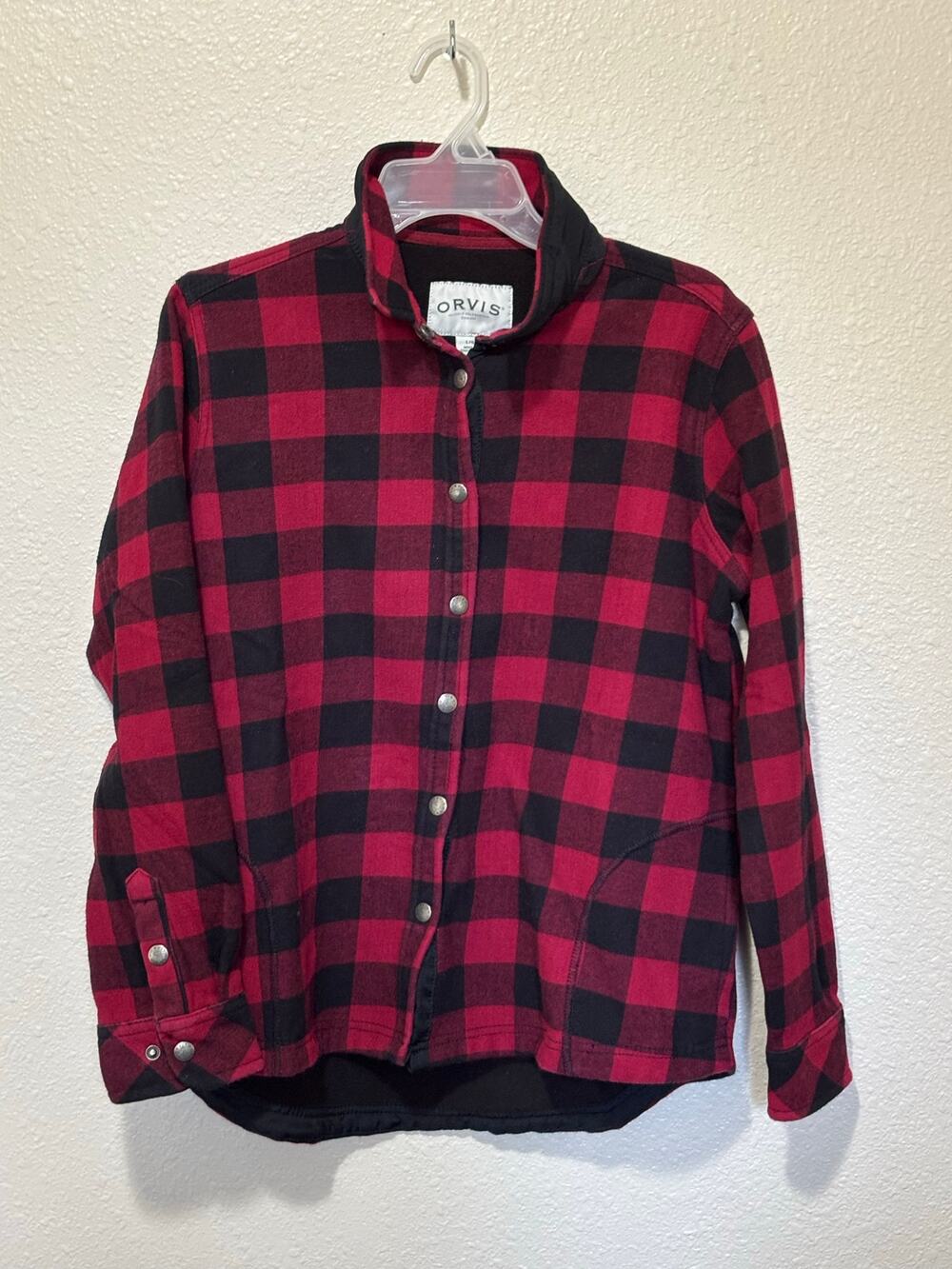 Women’s Orvis Buffalo Plaid Fleece Lined Shacket Jacket Outdoor Size L Large